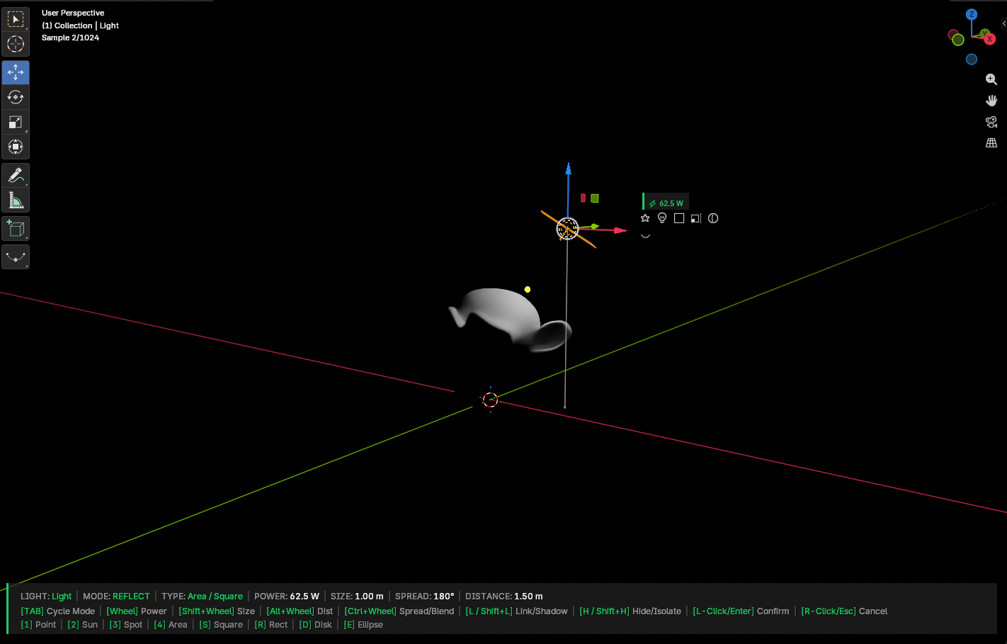 Interactive Light Placement Pointer Overlay