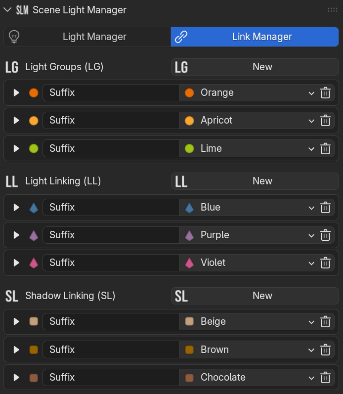 Link Manager Panel