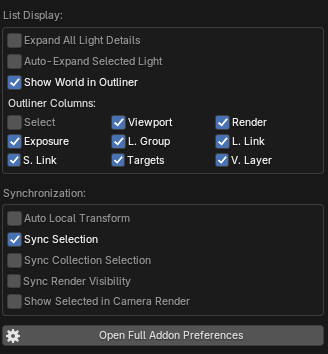List Display Options Popover